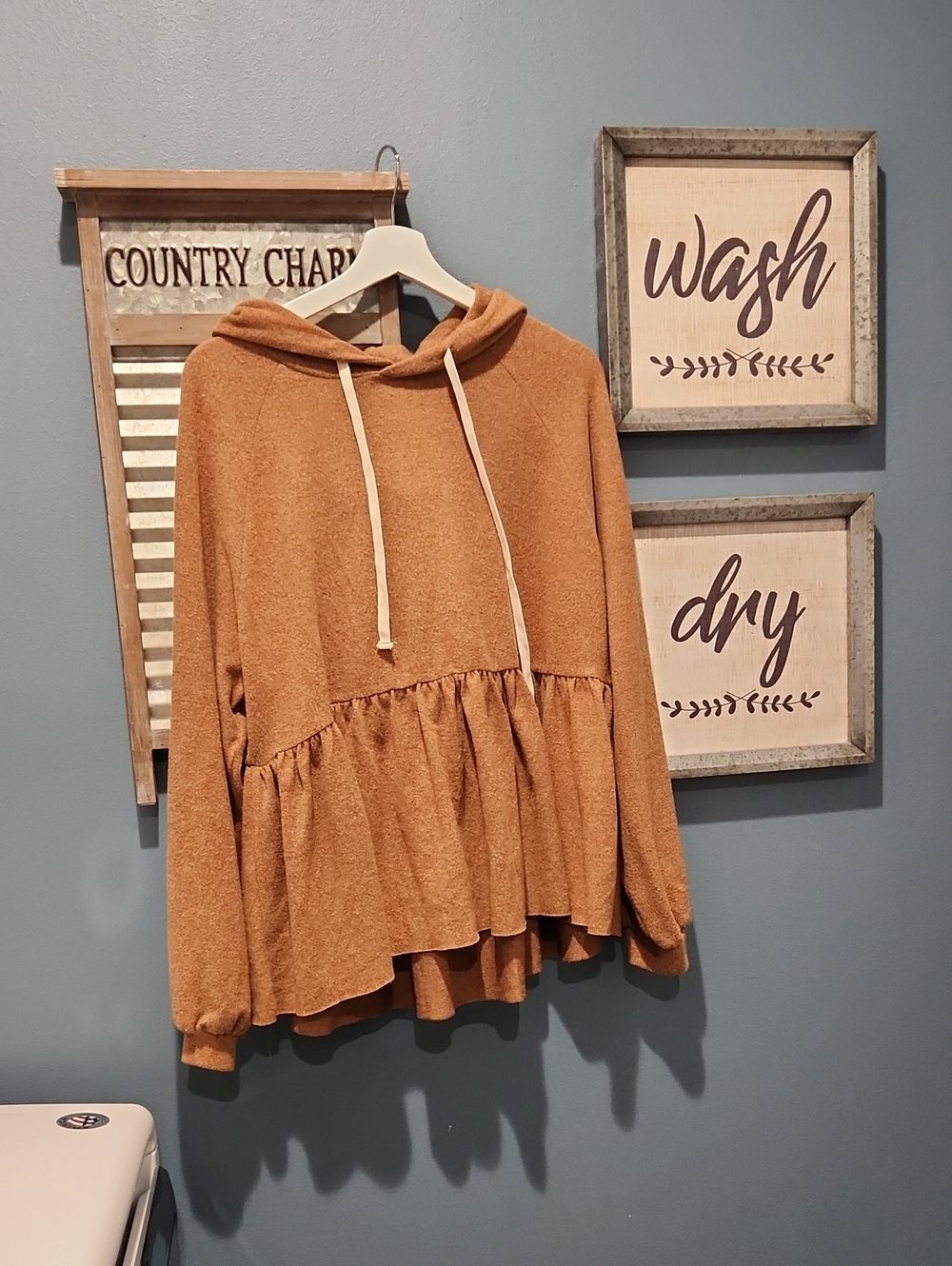 Wishlist Cinnamon Peplum Hoodie with Drawstrings